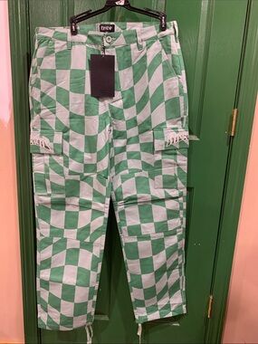 Ripndip Mint and White Checkerboard Cargo Pants - Men
